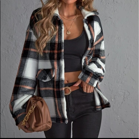 Delilah Wear Jackets & Blazers - plaid print top or jacket